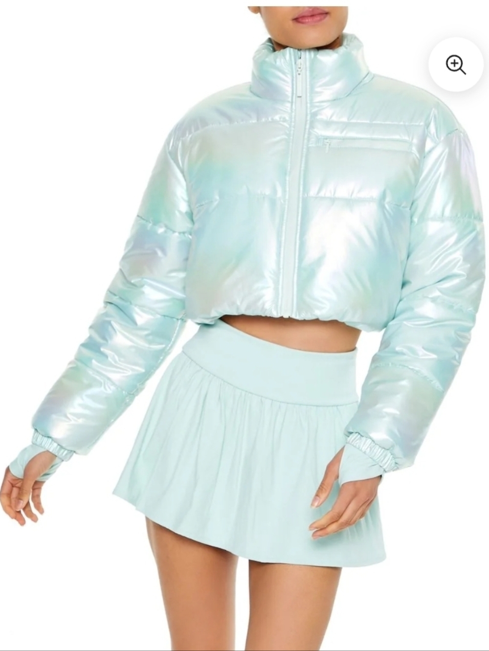 NWOT/ Forever 21 Active Cropped Iridescent Puffer Jacket XL